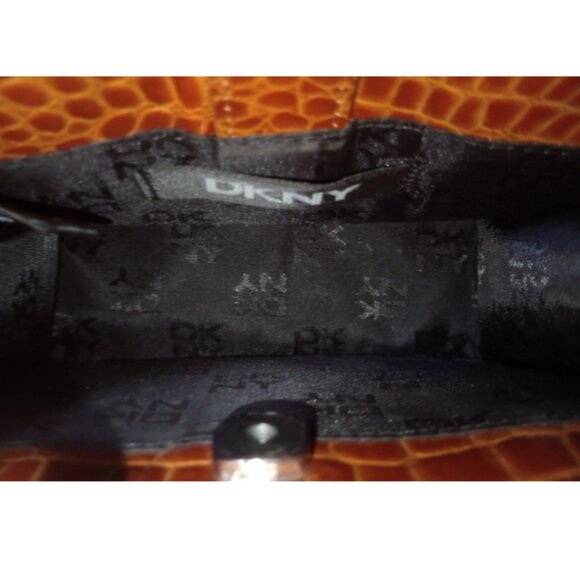 Vintage DKNY Brown Crocodile‑Embossed Leather Shoulder Bag Satchel - Picture 5 of 6